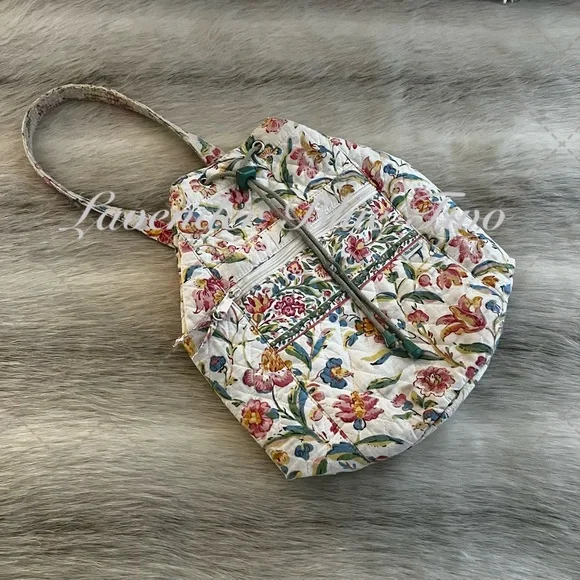 Vintage VERA BRADLEY Perennials 1998  Backpack Sling USA Cream Blue Pink Floral - Picture 15 of 17